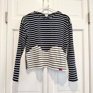 Kule Navy & White Striped Long‑Sleeve Top